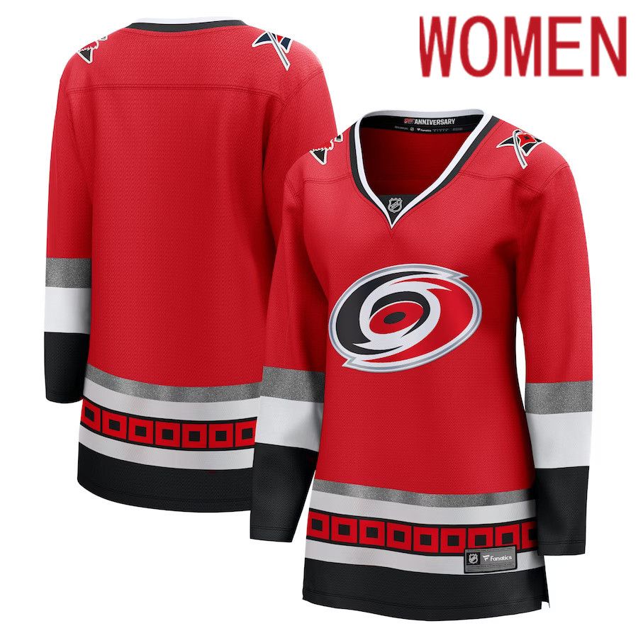 Women Carolina Hurricanes Fanatics Branded Red 25th Anniversary Premier Breakaway Blank NHL Jersey